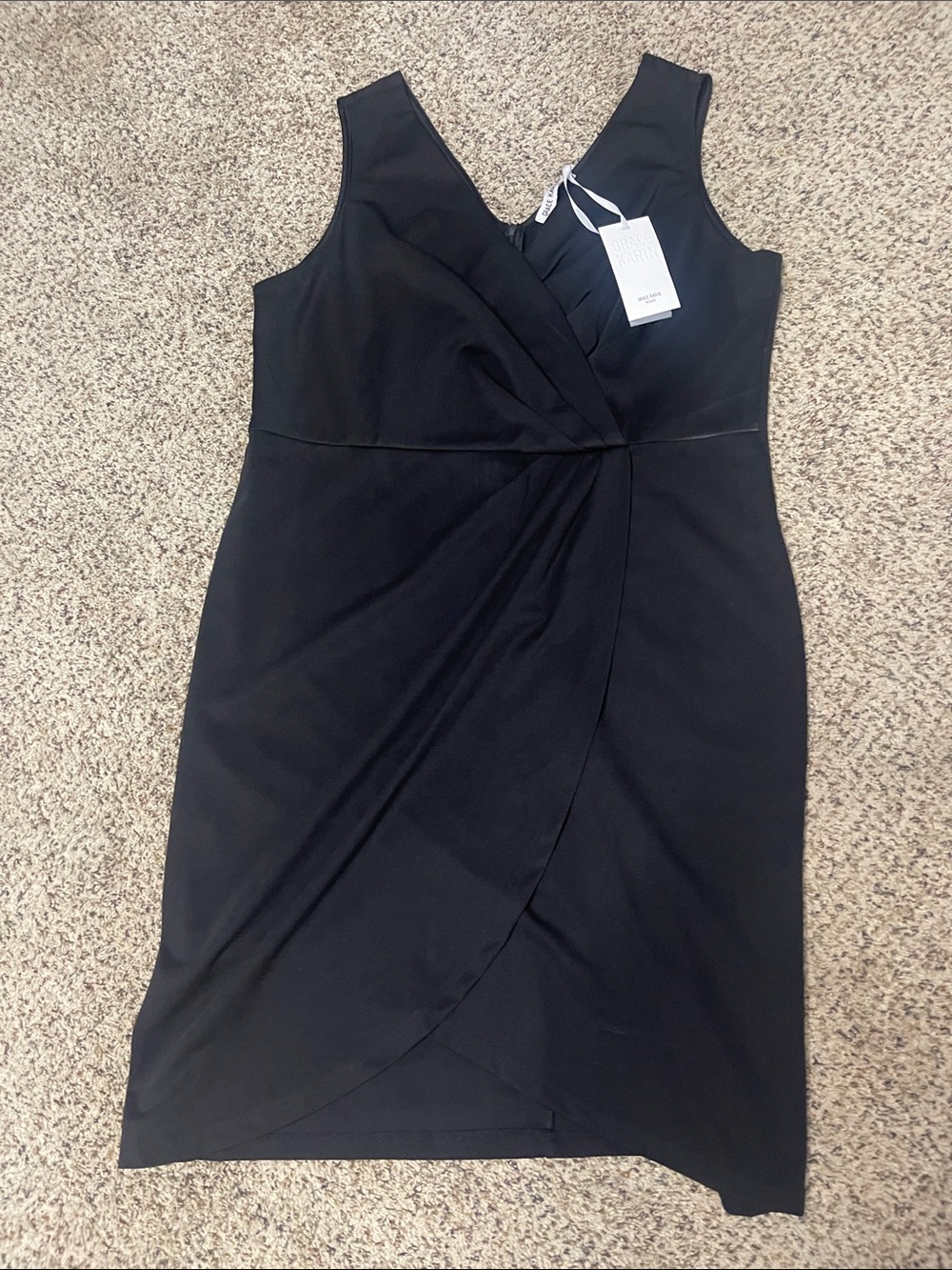 Grace Karin Classic Black V neck dress.